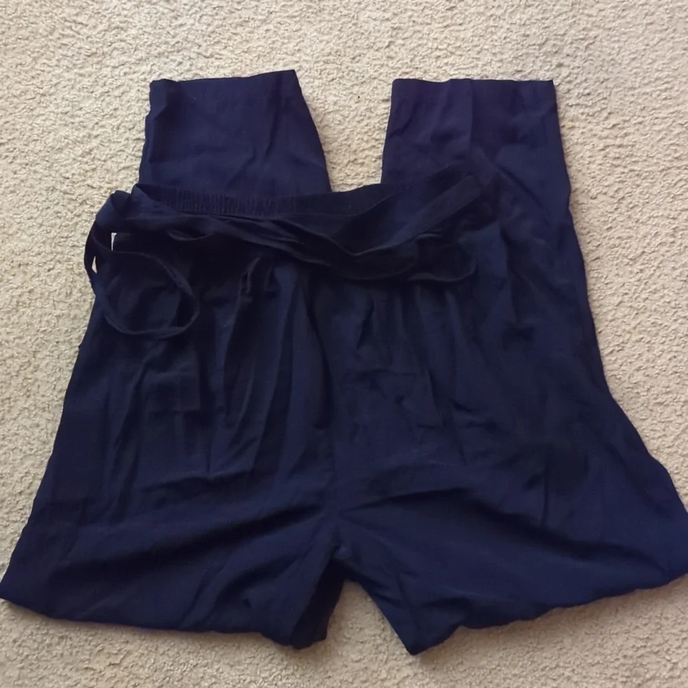 Shelli Segal Woman Black Belted Stretchy Gauzy Flowy Lagenlook Pants Size 1X